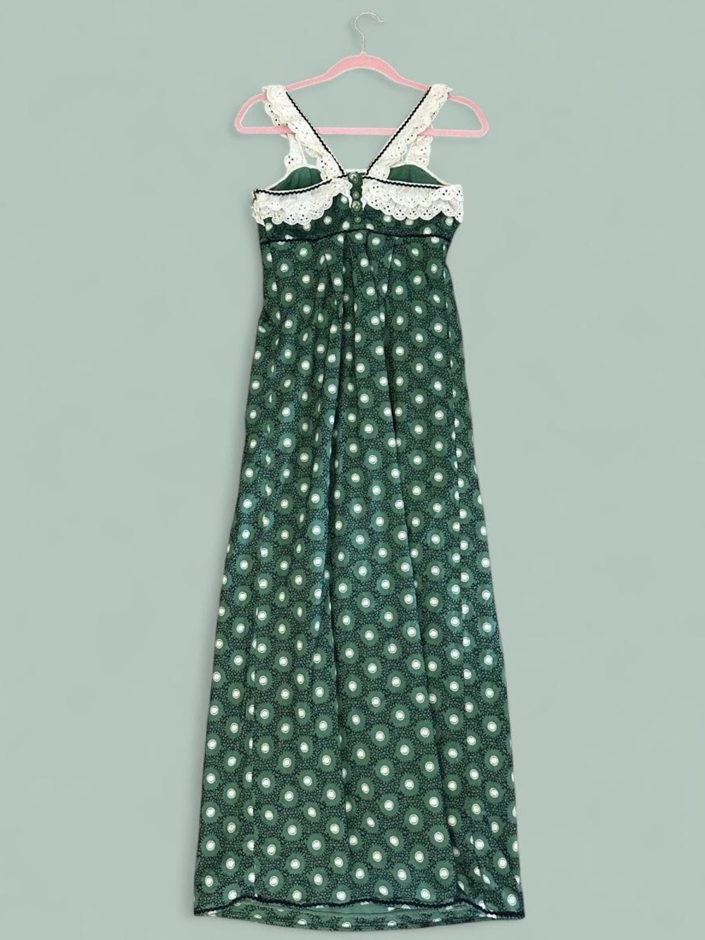Y2K Juicy Couture Green Eyelet Lace Maxi Dress - Picture 4 of 7